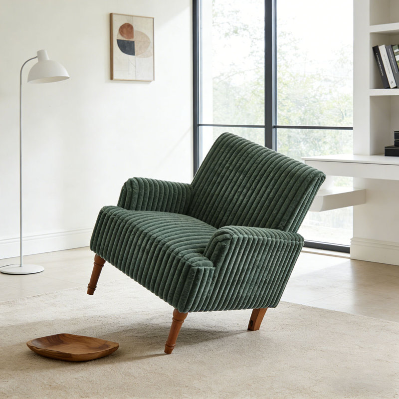 Chaise d'appoint moderne en velours côtelé, Vert d’armée