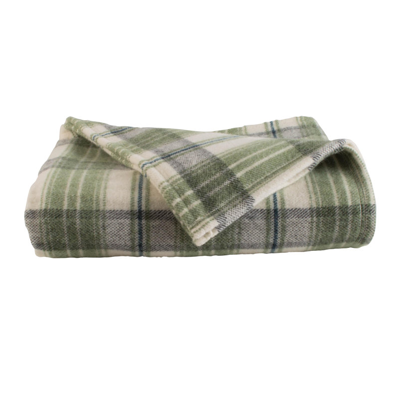Gabriel Wool Plaid Blanket, Olive, Twin