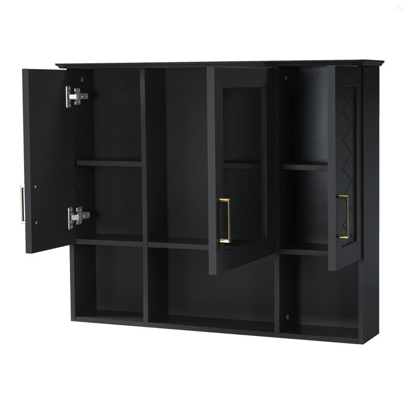Armoire à pharmacie murale 35 po 2 en 1 avec tablettes réglables et portes à fermeture douce, miroir haute définition avec rangement pour meuble-lavabo de salle de bain