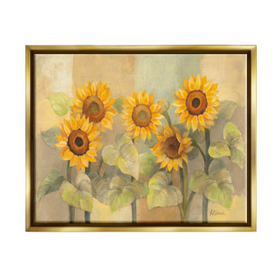 " Soft Vintage Sunflower Floral Field Yellow Green " Acrylic Painting