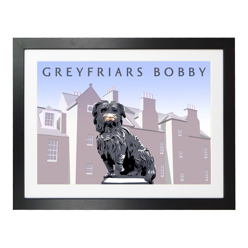 Greyfriars Bobby by Richard O'Neil - Print, Black Wood Frame, 33.5 cm H x 43.5 cm W x 2.2 cm D