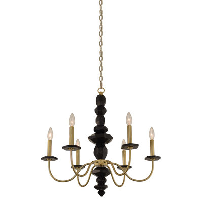 Piedra 6 LT Brushed Brass Chandelier Allegri