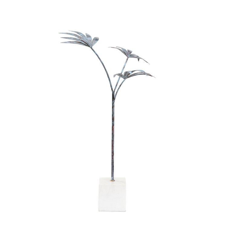 25.75" Leaf Sculpture, Blue Patina