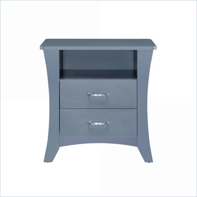 Table de chevet rectangulaire grise à 2 tiroirs Rangement ouvert, peu encombrant pour la chambre à coucher