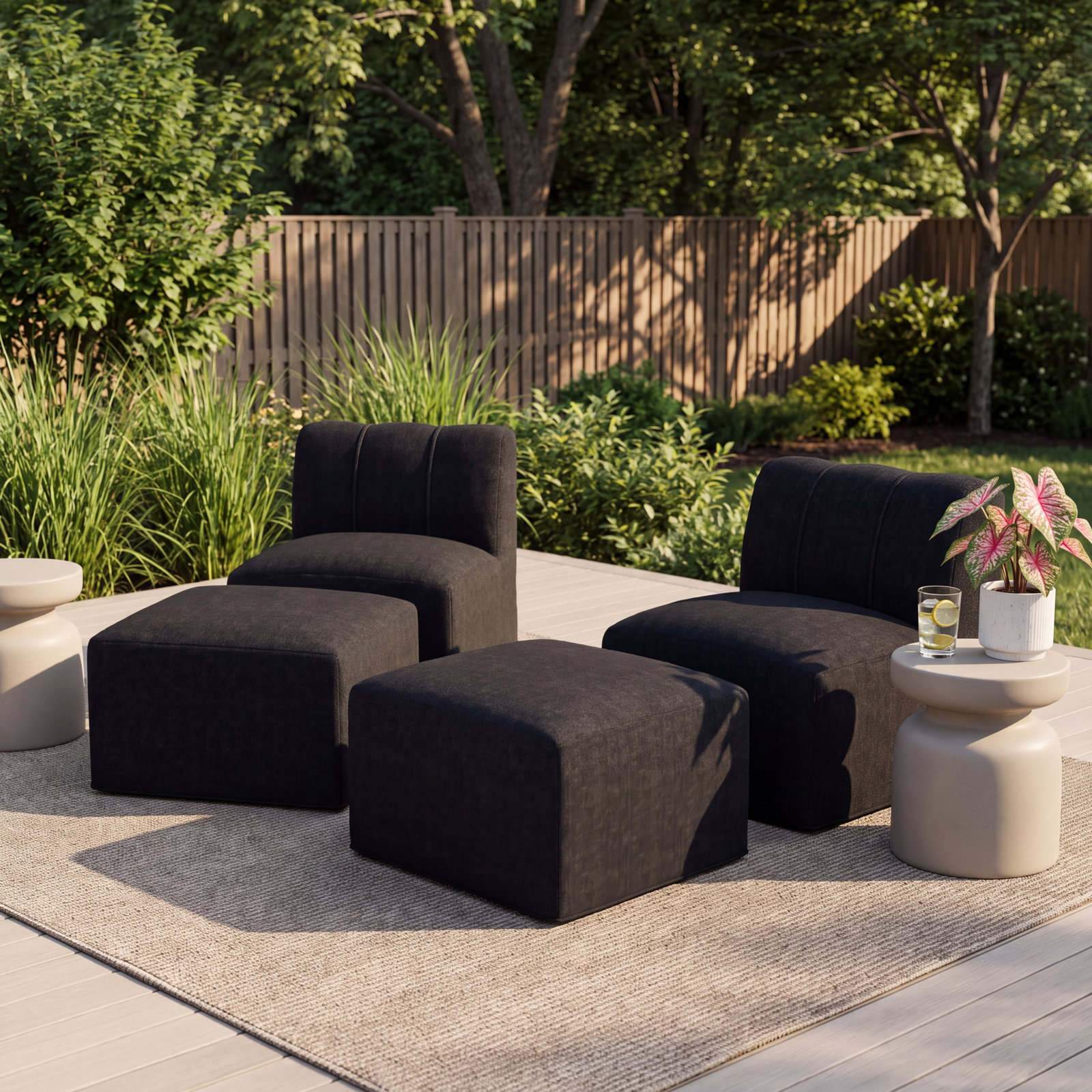 Praia Sunbrella® Patio Seating Group, Canvas Black Sunbrella® Canvas
