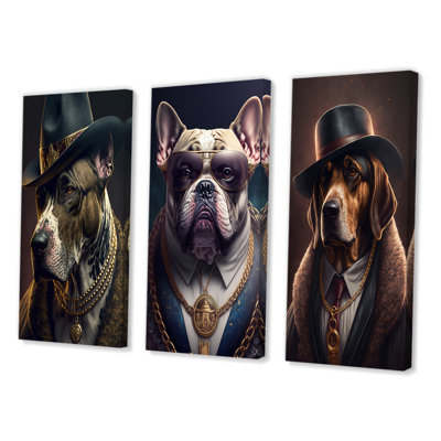 Mafia Pitbull and Frenchie - ensemble de 3 reproductions