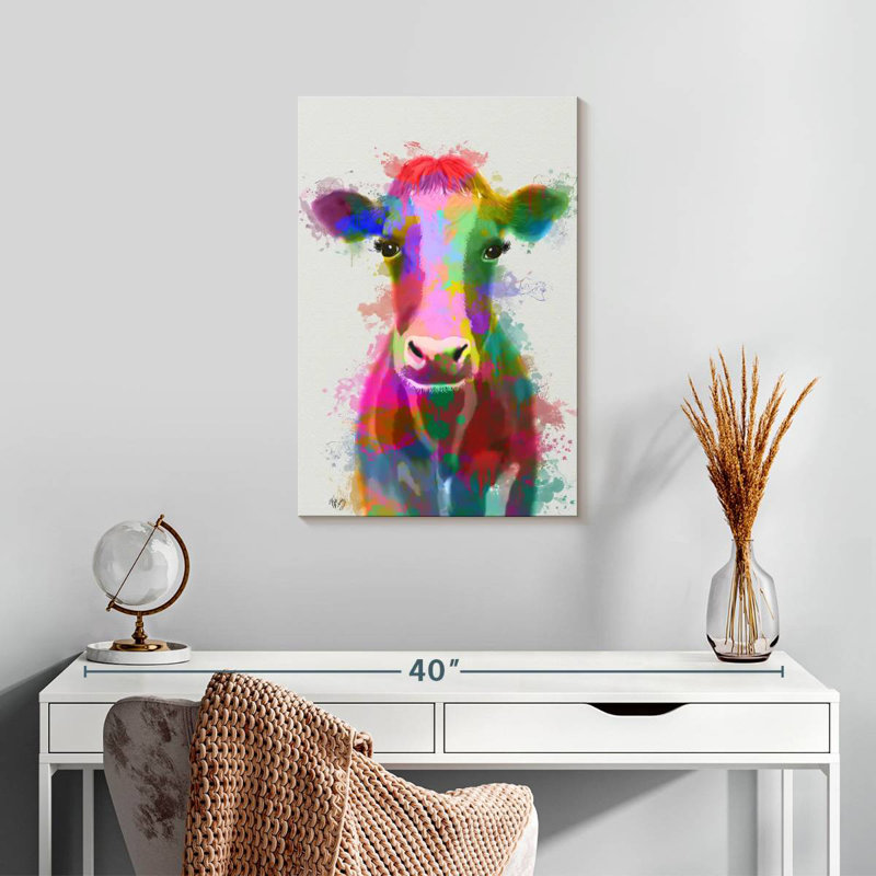Brampt Rainbow Splash Cow, 24" H x 16" W
