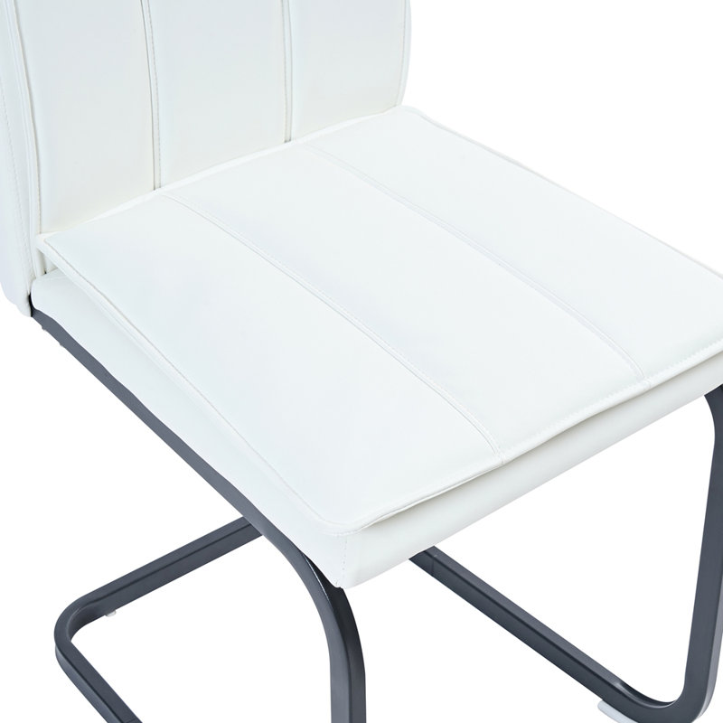 ensemble de 4 chaises de salle à manger en cuir PU, Noir, Blanc
