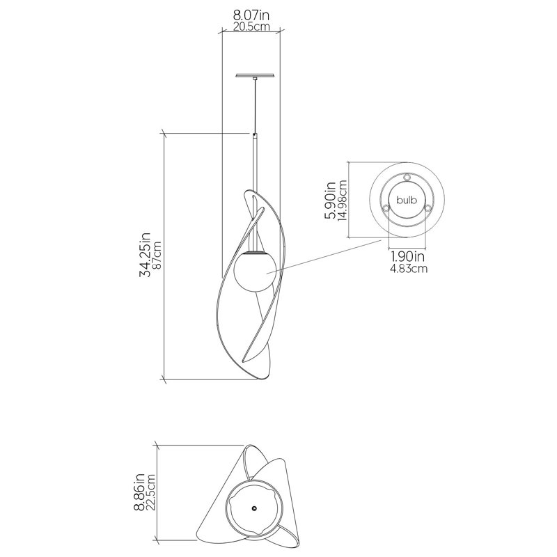 Oyster 1 - Light Pendant, Imbuia