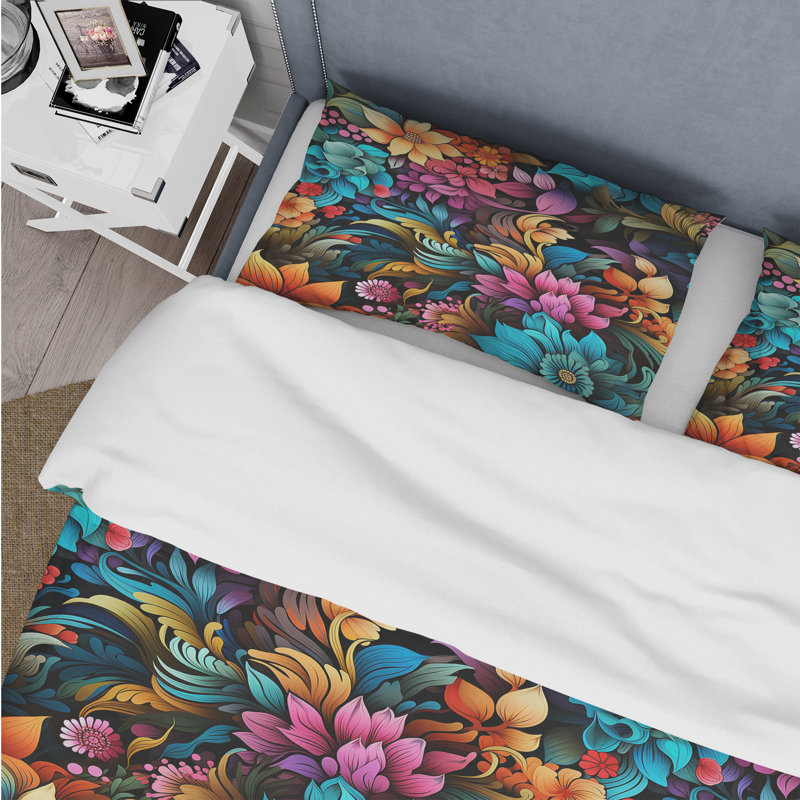 Vibrant Mandala Boho Pattern I - Ensemble de housse de couette à motif cachemire