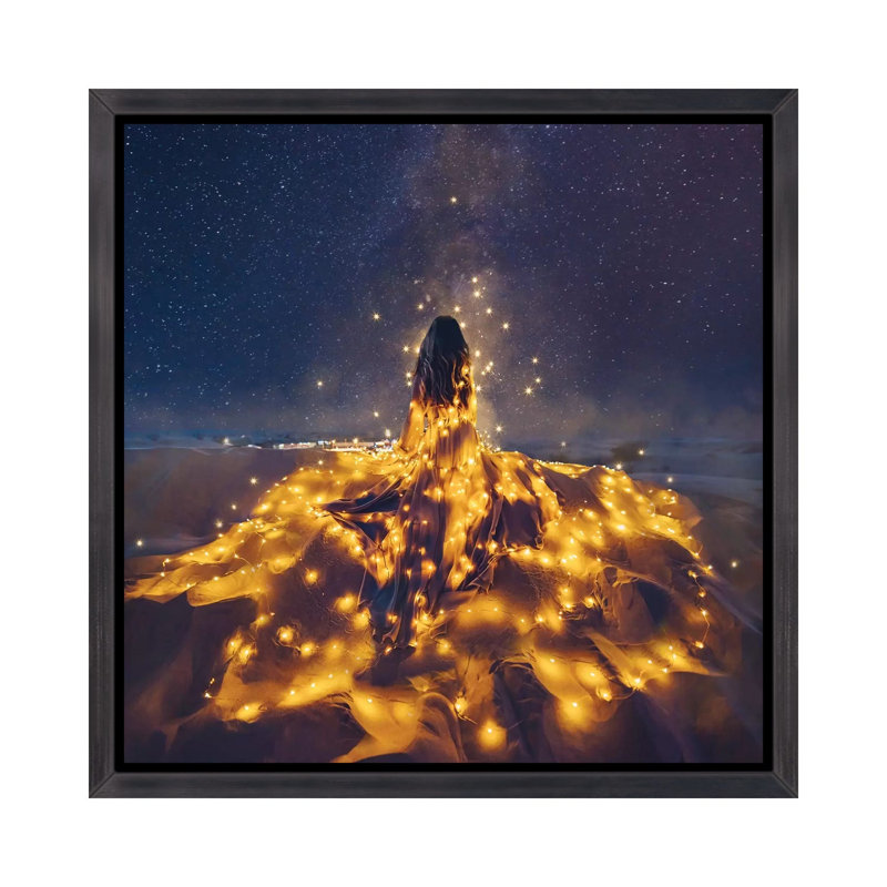 «The Desert Constellation» - Reproduction, H 18 po x l 18 po x 1,5 po, Toile avec cadre noir patiné