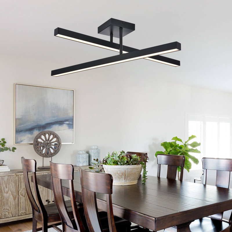 LED Ceiling Light Fixture, Black 3000K Linear Flush Mount Ceiling Lights, 30-Inch Ceiling Lamp Minimalist Lighting For Living Room Bedroom Kitchen Hallway
