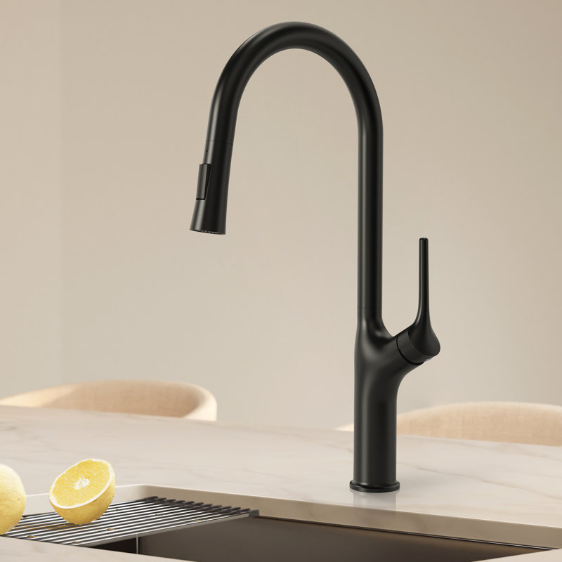 Dual-Function Single-Handle Pull-Down Kitchen Faucet, Matte Black