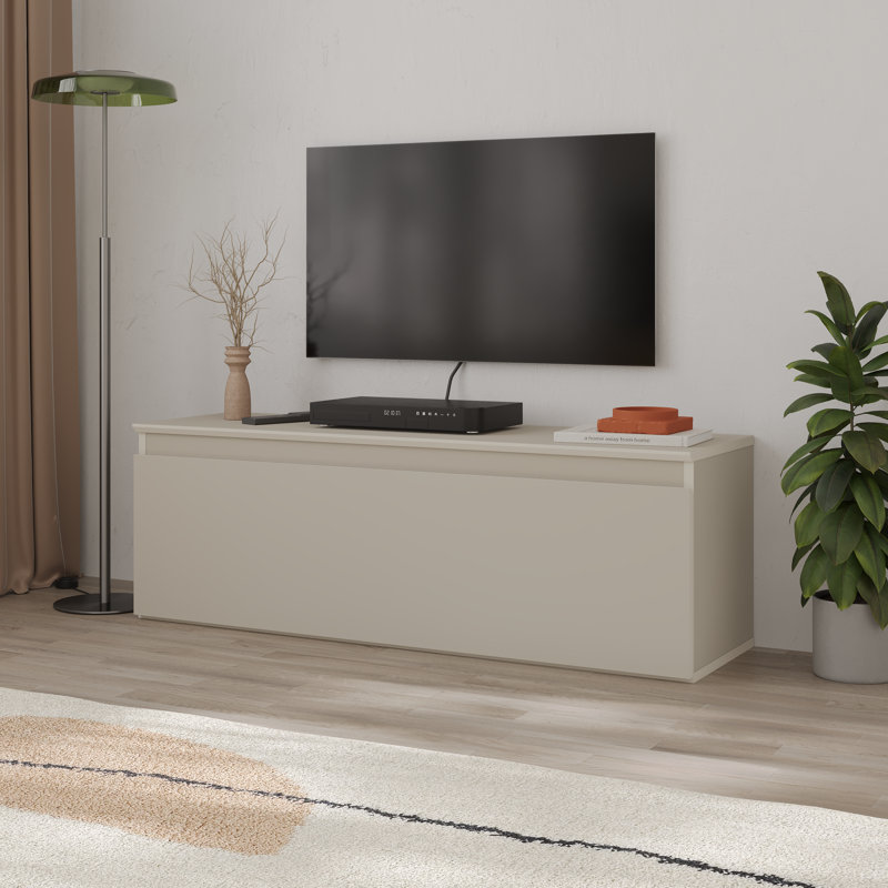  Modern Tv Stand Up To 40" Tvs With Soft-close Drop-down Door, Sandstone