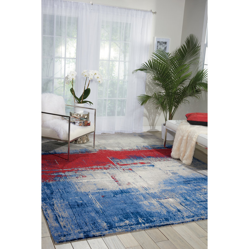 Tapis bleu / rouge Stanton, Rectangle 8 pi 6 po x 11 pi 6 po