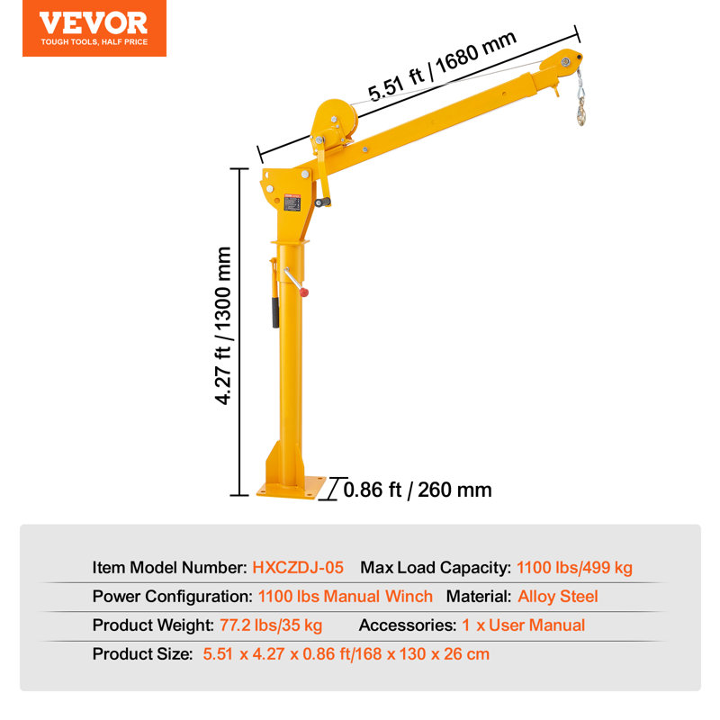 Grue de grue pour camion VEVOR