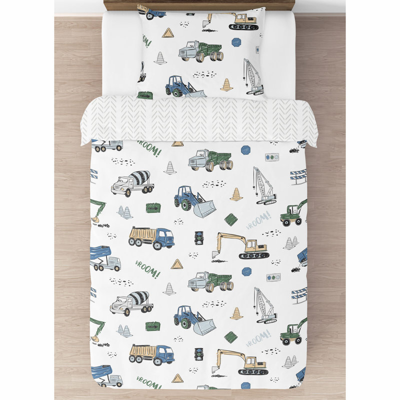 Ensemble d'édredon vert et bleu Construction Truck par Sweet Jojo Designs