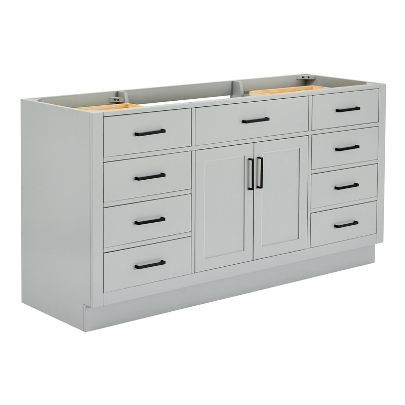 Hepburn 66 Single Bathroom Vanity Base Only, Gray, Matte Black