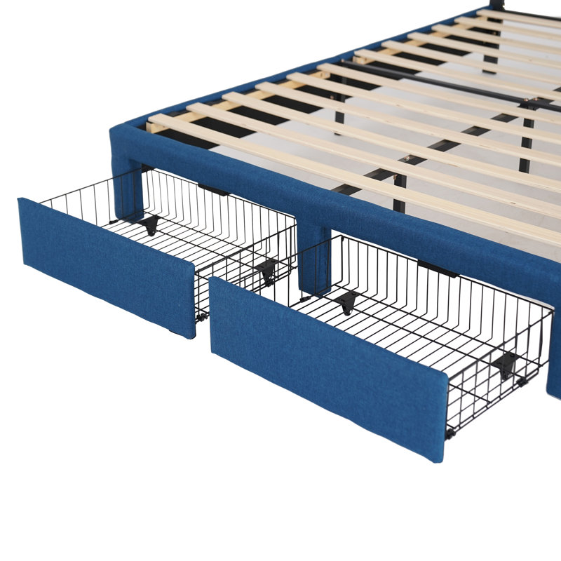 Lit plateforme avec rangement, Bleu