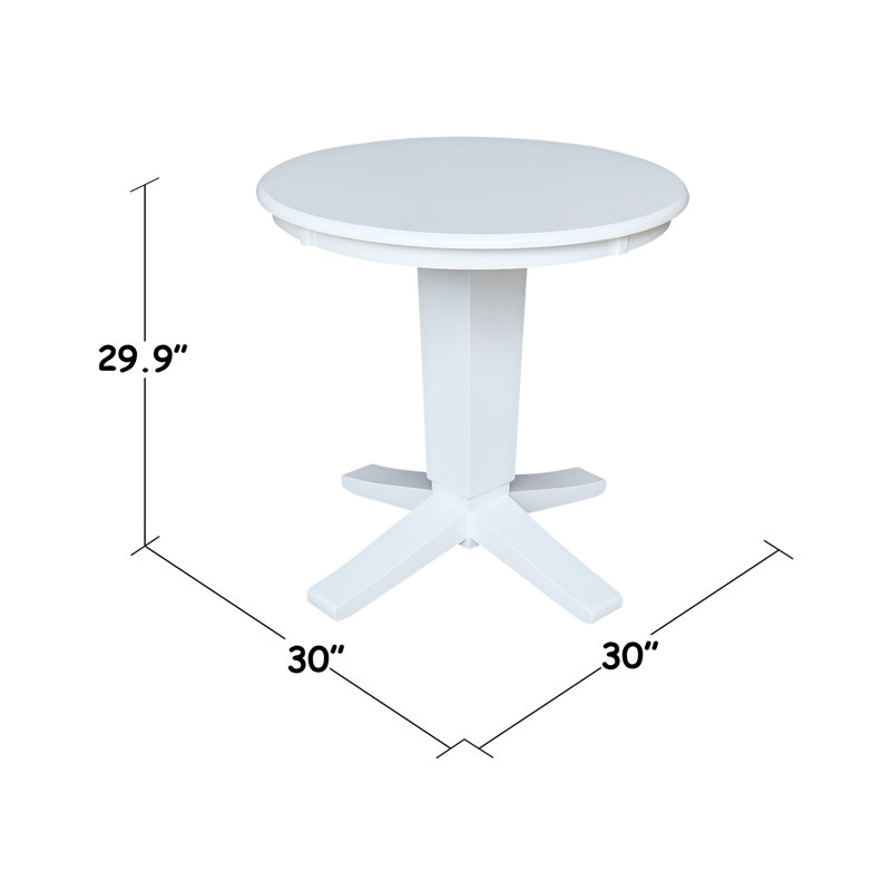 Grachan Round Top Solid Wood Dining Table, White, 29.9"H x 30"L x 30"W