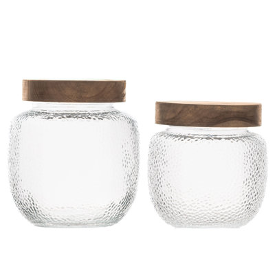 10 Strawberry Street Hanover Glass Canister W. Acacia Lid,