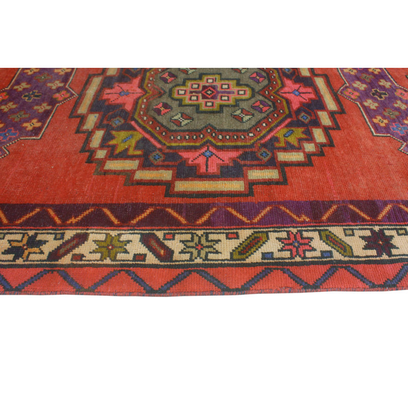 One-of-a-Kind 3'6" x 12'7" New Age Runner Wool Area Rug in Blue and Green