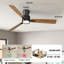 Ventilateur de plafond encastré 52 po avec lumière tricolore noir-419211345