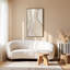 Art mural moderne abstrait encadré, impression de lignes fluides blanc crème avec accents dorés, cadre en alliage d'aluminium, surface facile à nettoyer avec toile texturée et ensemble de suspension complet