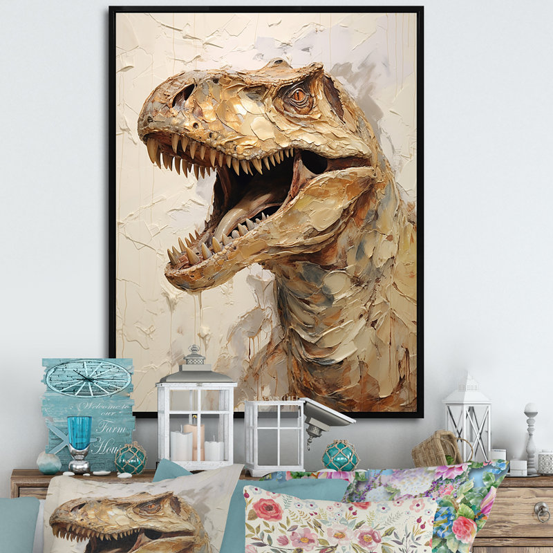 Dinosaure T Rex Supreme III, White Picture Framed, 20" H x 12" W