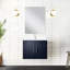 Meuble-lavabo bleu marine l 24 po x P 22 po avec miroir inclus - Rangement spacieux Installation simple et facile à assembler