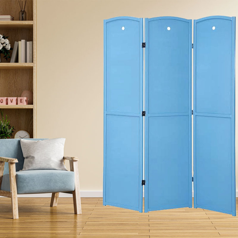 Paravent en bois 5,9 pi Lilliana, 3, Bleu