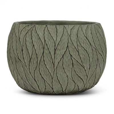 Sage Green Deep Leaf Pattern Planter