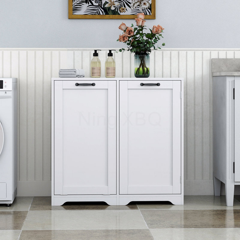 Armoire de salle de bain avec panier inclinable et tablettes réglables