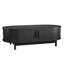 Table basse cannelée noire de 47,2 po de style Mid-Century avec rangement et poignées en laiton-1967370922-1967370924