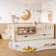 Lit simple avec étagères intégrées, petit escalier, rails de sécurité et gigogne de haute qualité, beige-1303380584-1303380583