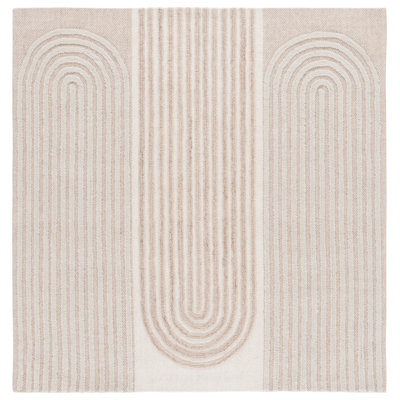 Tapis beige en laine / polyester touffeté à la main Neppur