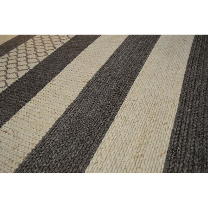 Rectangle 160 cm x 230 cm Striped Hand Woven Area Rug