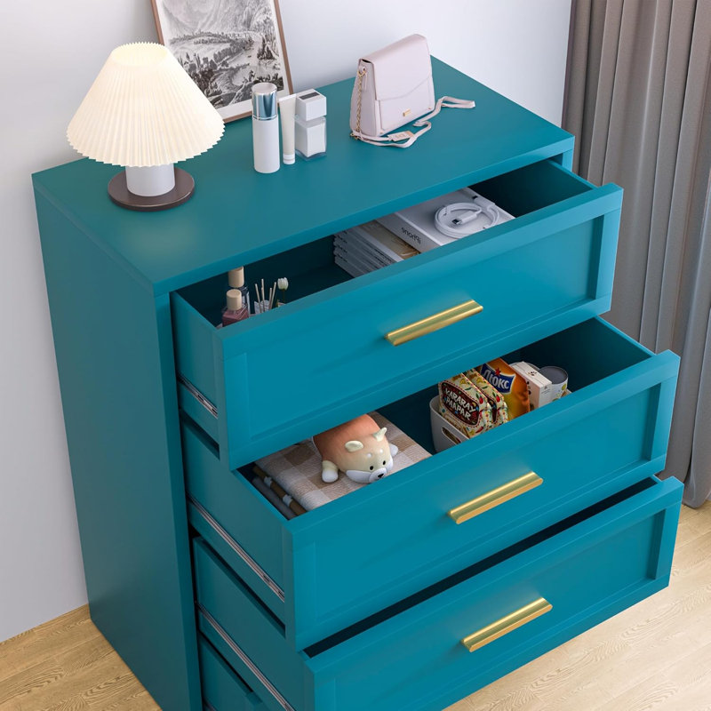 Metal 4-drawer Dressing Table, Blue