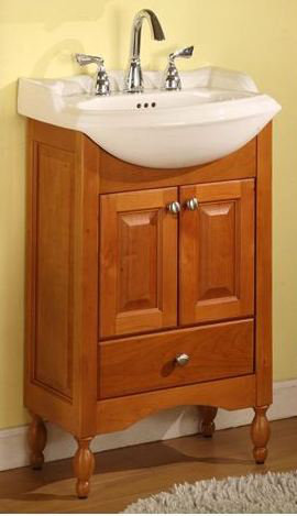 Base de meuble-lavabo simple à profondeur étroite Simpkins seulement, 22 po, Cerisier clair