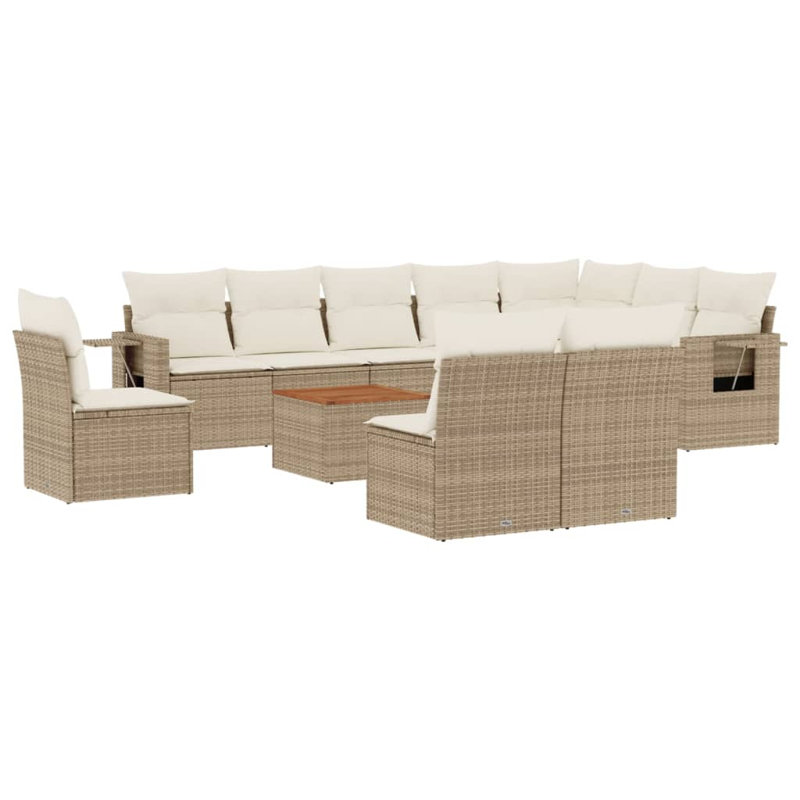 Grand canapé modulaire en rotin PE Vidaxl, Beige