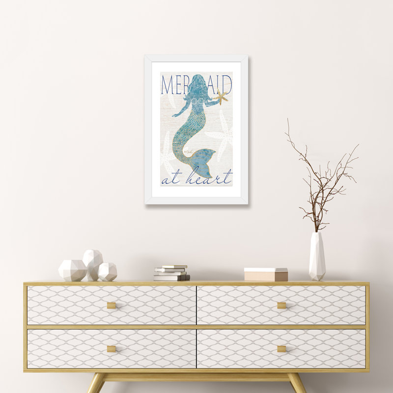 «Mermaid at Heart» par Kait Roberts, reproduction d'impression sur papier, H 24 po x l 16 po x P 1 po, Papier encadré blanc