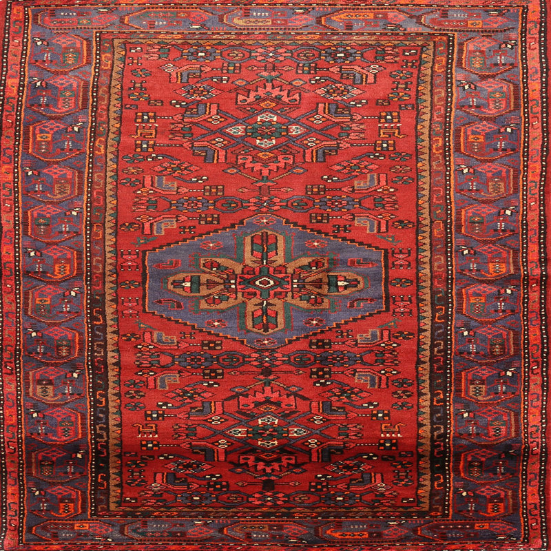 Tapis brun / rouge traditionnel, Rond 4 pi