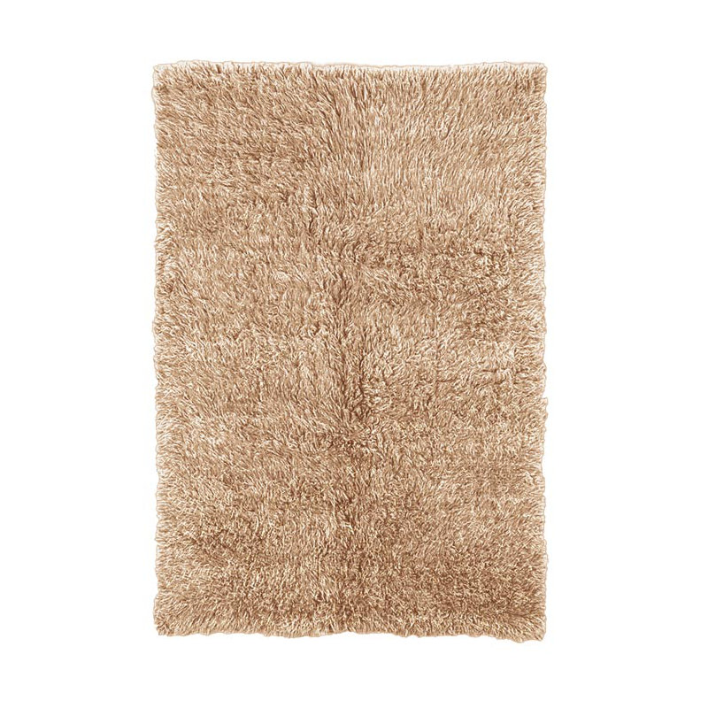 Aalish Flokati Wool Shag Hand Loomed Tan & Cream Rug, Rectangle 3'6" x 5'6"