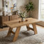 Table de salle à manger rectangulaire en bois aggloméré de 71 po x 31,5 po d'épaisseur avec pieds en bois à double panneau incliné vers l'extérieur. Table de salle à manger moderne pour un usage domestique. Accueille 6 à 8 personnes, polyvalent pour de multiples cas de figure.-130498398