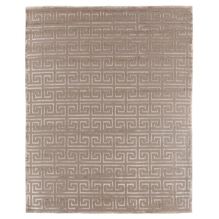 Metro-Velvet Geometric Area Rug in Beige