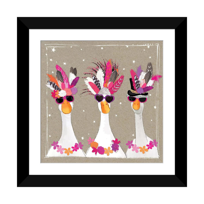 « fantaisiste short oiseau iii », impression sur toile, H 26 po x l 26 po x P 1,5 po, Papier d'art encadré noir