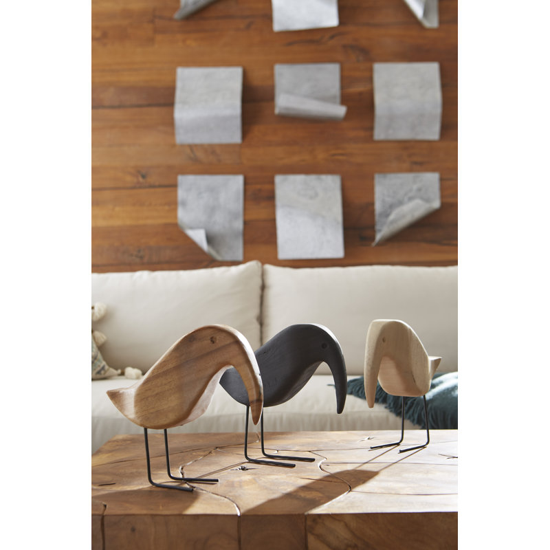 Caldwell Solid Wood Bird Figurine, Black