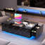Table basse à plateau relevable noir avec rangement, lumières DEL, chargement sans fil et haut-parleur Bluetooth | Idée de cadeau-1143794168