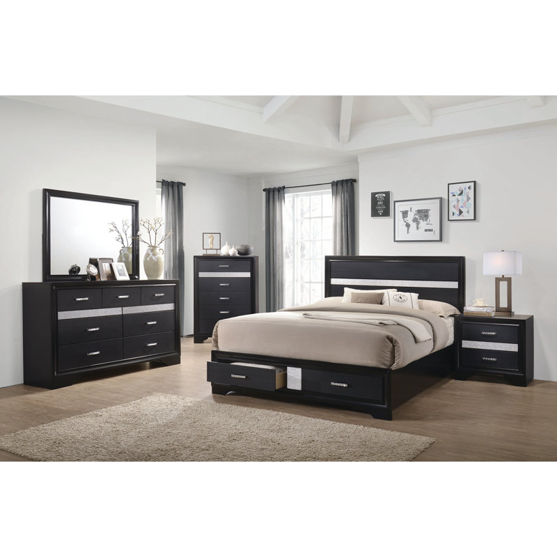 Commode 5 tiroirs Lanier, Noir