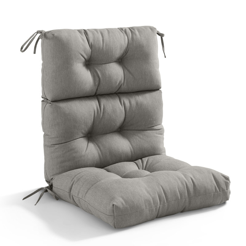  High Back Outdoor Chair Cushion For Patio Furniture, Waterproof All Weather Adirondack Cushion With High Rebound Foam, Seat & Back Support For Indoor Outdoor Garden Lawn,Silver